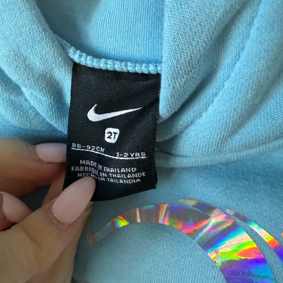 Nike Kids Blue Hoodie with Multicolor Heart - Picture 3 of 4